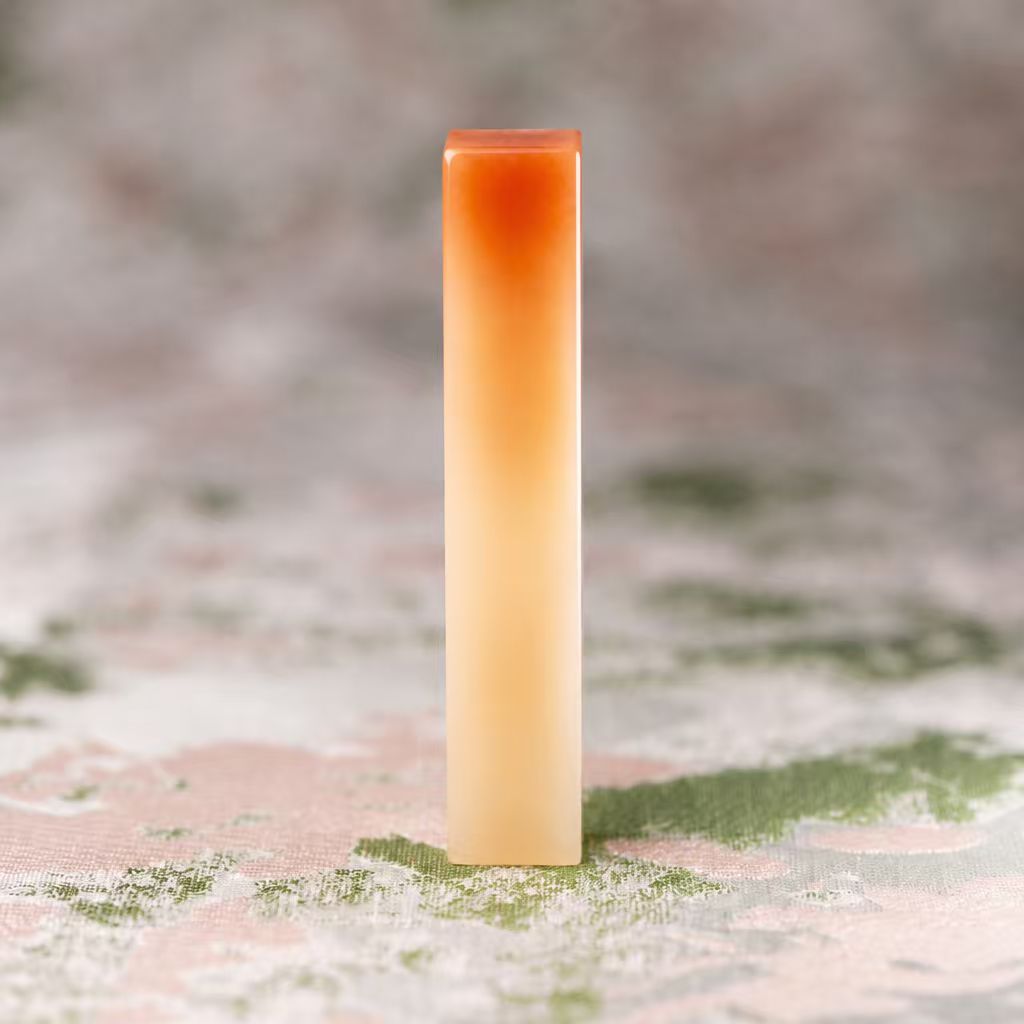 【一点物】寿山石 芙蓉 サイズ：11x11x55mm 篆刻 印材 寿山石 印石 てんこく 材料 天然 石 楽しい 手彫り QS-028