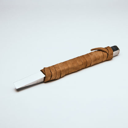 篆刻刀 印刀 角型 革巻き 両刃  15度  10mm 白鋼製 職人手作り