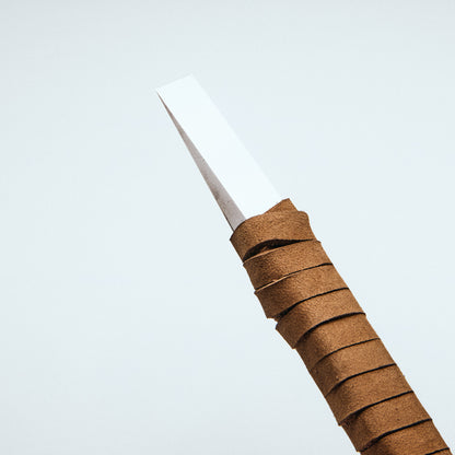 篆刻刀 印刀 角型 革巻き 両刃  15度  10mm 白鋼製 職人手作り