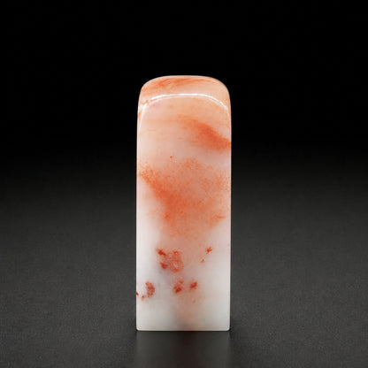 【逸品印材】巴林石 白玉紅芙蓉凍石 サイズ：25x25x70mm 篆刻 印材 巴林石 印石 てんこく 材料 天然 石 楽しい 手彫り