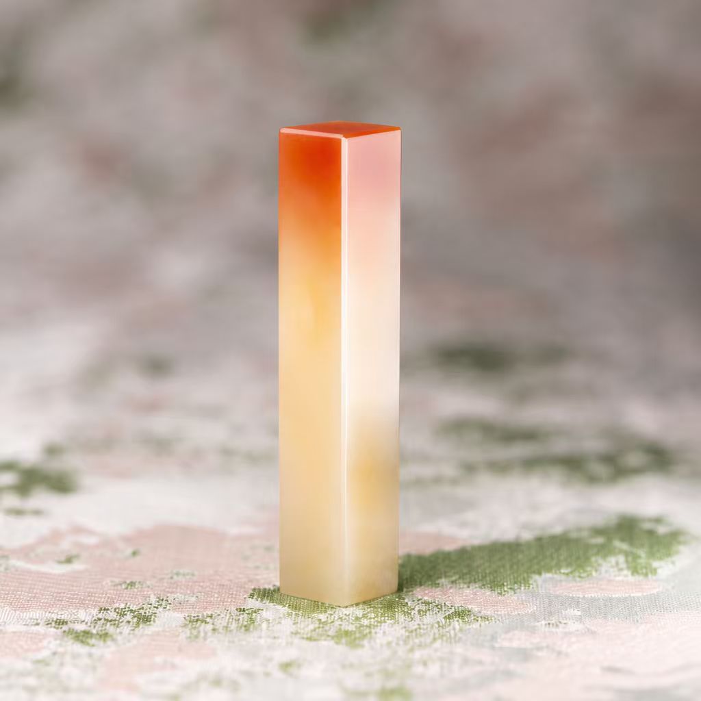 【一点物】寿山石 芙蓉 サイズ：11x11x55mm 篆刻 印材 寿山石 印石 てんこく 材料 天然 石 楽しい 手彫り QS-028