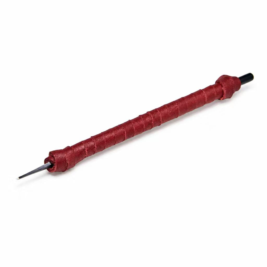 篆刻刀 印刀 1mm 角型 両刃 15度 タングステン鋼 革巻き 職人手作り 極細字用