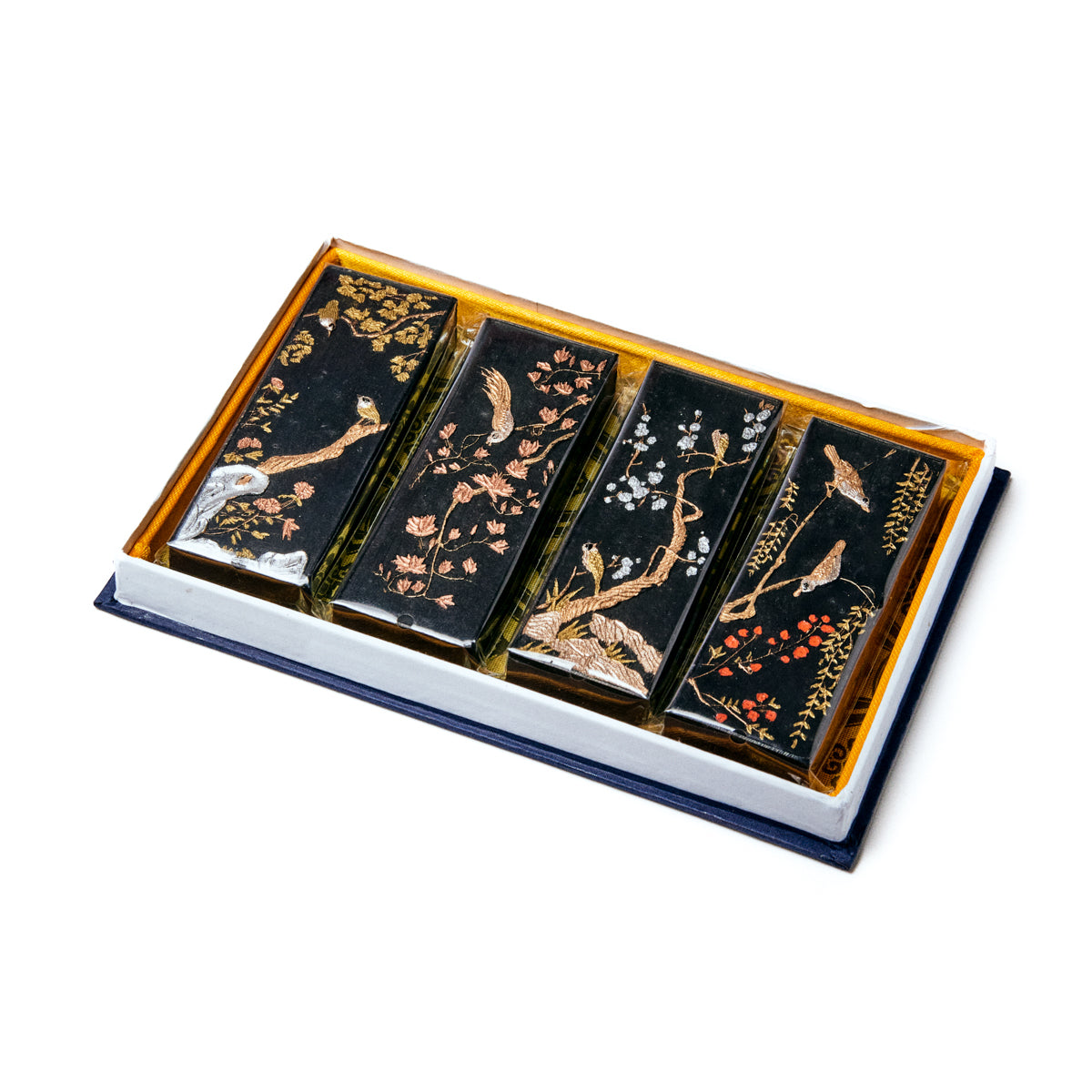 老胡開文墨廠　花鸟図　2.0丁型 x 4本