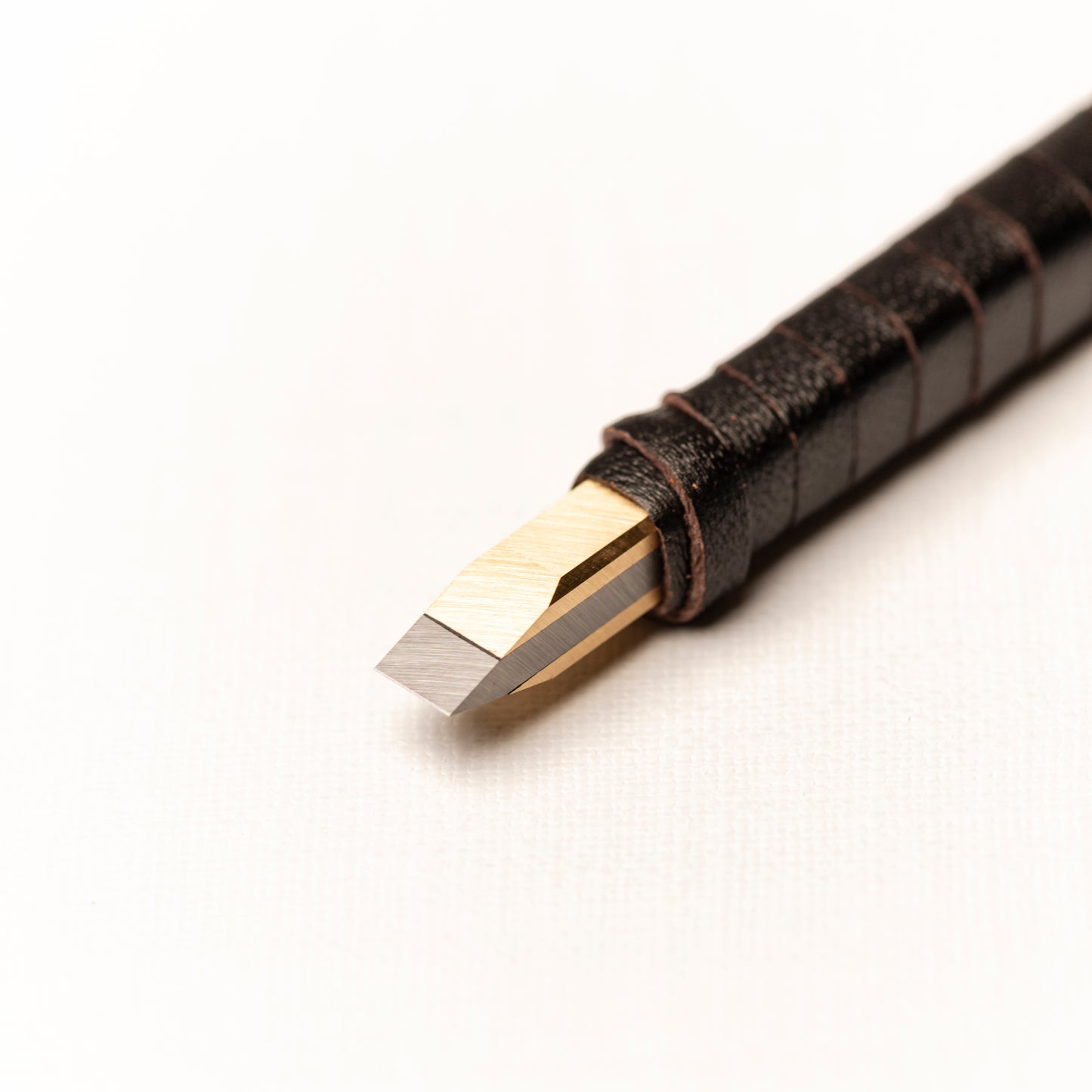篆刻刀 印刀 角型 革巻き 両刃 プロ向け 6mm タングステン鋼製 職人手作り
