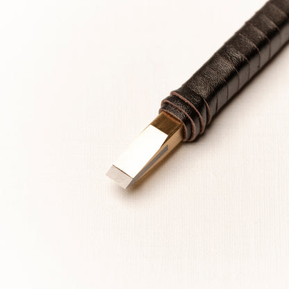 篆刻刀 印刀 角型 革巻き 両刃 プロ向け印刀 8mm タングステン鋼製 職人手作り