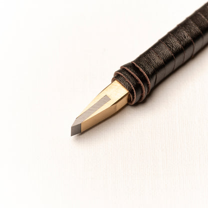 篆刻刀 印刀 角型 革巻き 両刃 プロ向け印刀 8mm タングステン鋼製 職人手作り