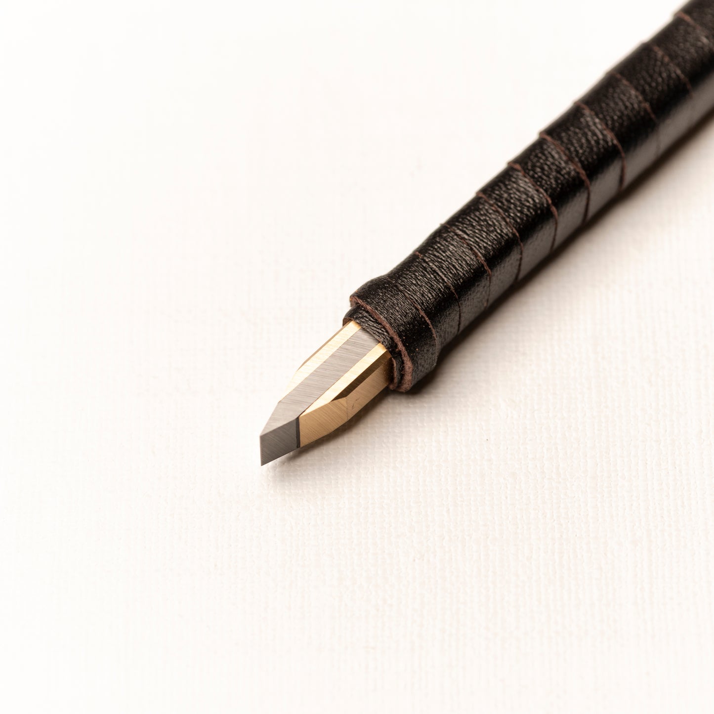 篆刻刀 印刀 角型 革巻き 両刃 プロ向け 6mm タングステン鋼製 職人手作り