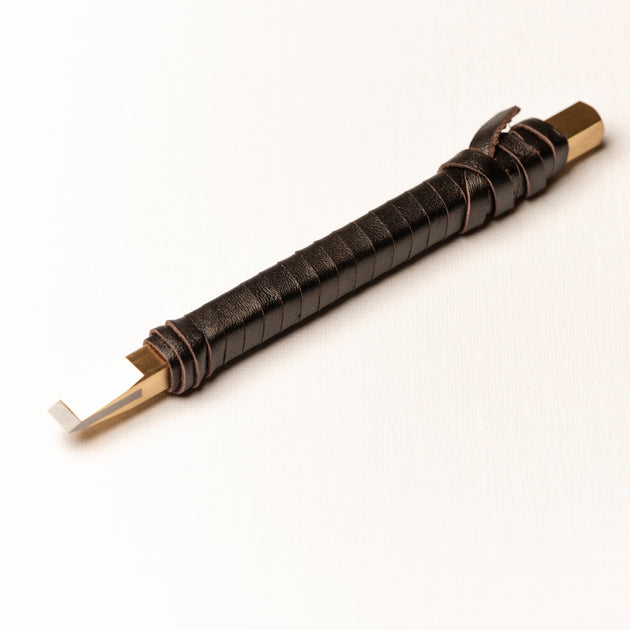 篆刻刀 印刀 角型 革巻き 両刃 プロ向け印刀 8mm タングステン鋼製