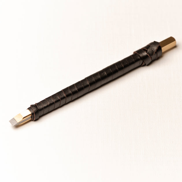 篆刻刀 印刀 角型 革巻き 両刃 プロ向け 6mm タングステン鋼製 職人