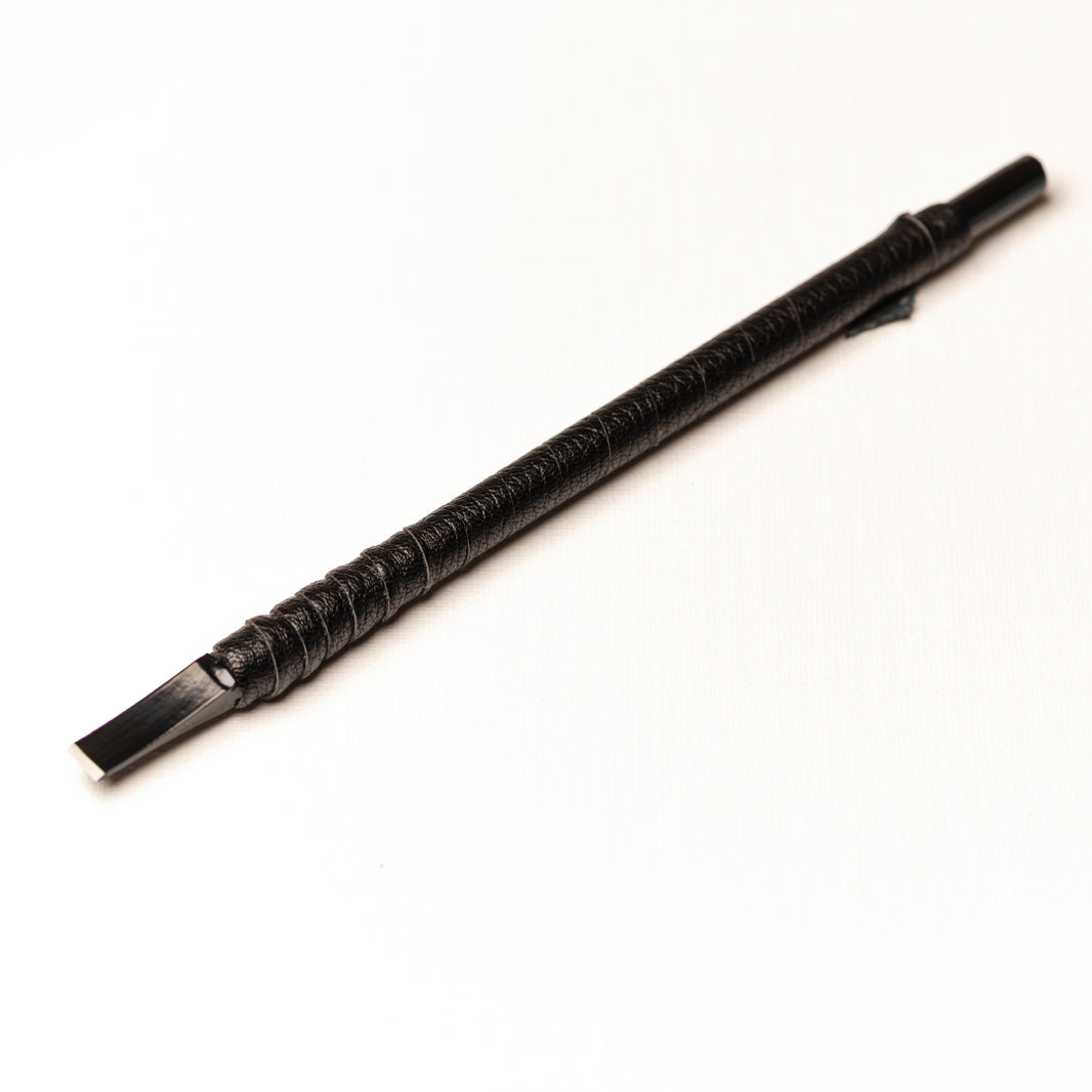 篆刻刀 印刀 角型 革巻き 両刃  双曲面 6mm タングステン鋼製 職人手作り
