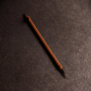 篆刻刀 印刀 5mm 角型 両刃 15度 白鋼 革巻き 職人手作り 中字彫りに