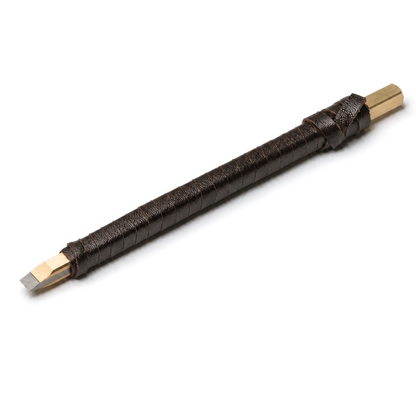 篆刻刀 印刀 角型 革巻き 両刃 プロ向け 6mm タングステン鋼製 職人手作り
